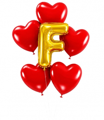 Harf Balon ve 5 Adet Kalp Balon heyyum gazlı